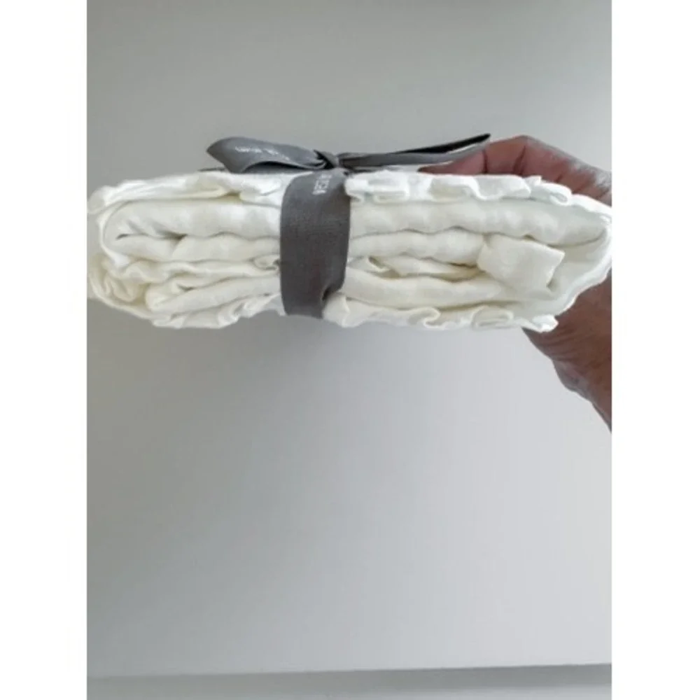 West Elm European Flax Linen Ruffle King Sham White NWT Farmhouse Cottage